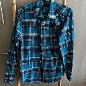 100% Cotton J. Crew Blue and Yellow Plaid Button-Down Shirt